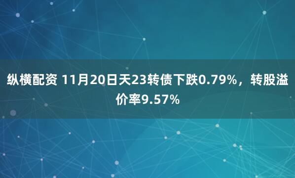 纵横配资 11月20日天23转债下跌0.79%，转股溢价率9.57%